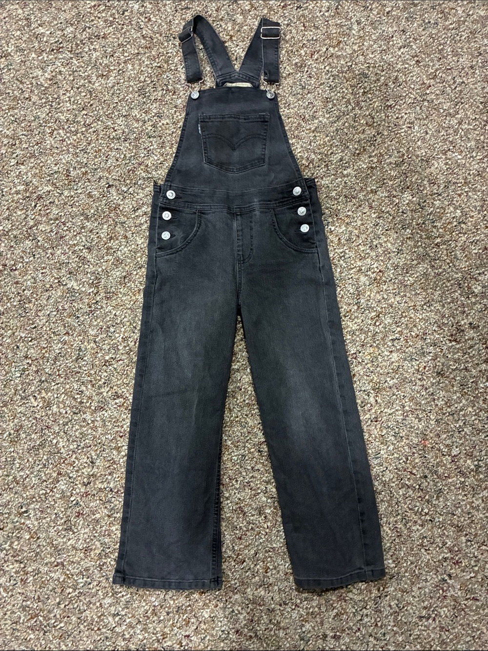 Levi's Silverman Gray Denim Overalls with Patch Detail Girls Size 7